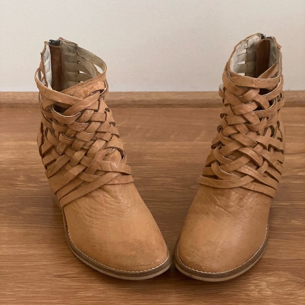 Free People Braided Woven Leather Ankle Boots - Picture 6 of 9